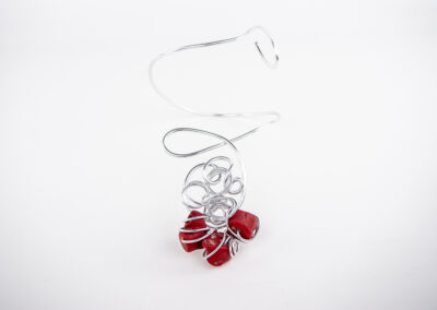 Collana Alluminio pietre rosse